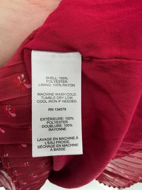 Vineyard Vines Girl's Pleated Long Sleeve Dress - Red/Gold - Large - Picture 7 of 10